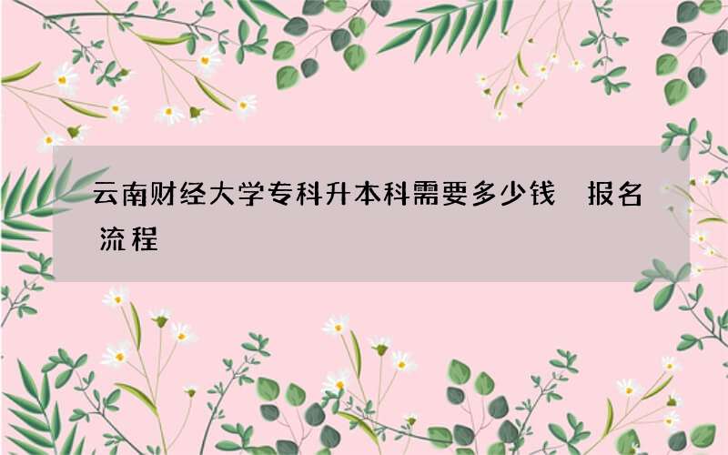 云南财经大学专科升本科需要多少钱 报名流程